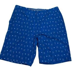 NWT Golf America Golf Shorts Size 36x10 Blue Golf club Pattern MSRP $42